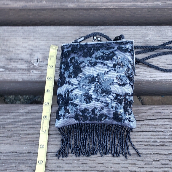 Lancôme Black Purse with Sequence and Fringe - Picture 7 of 7